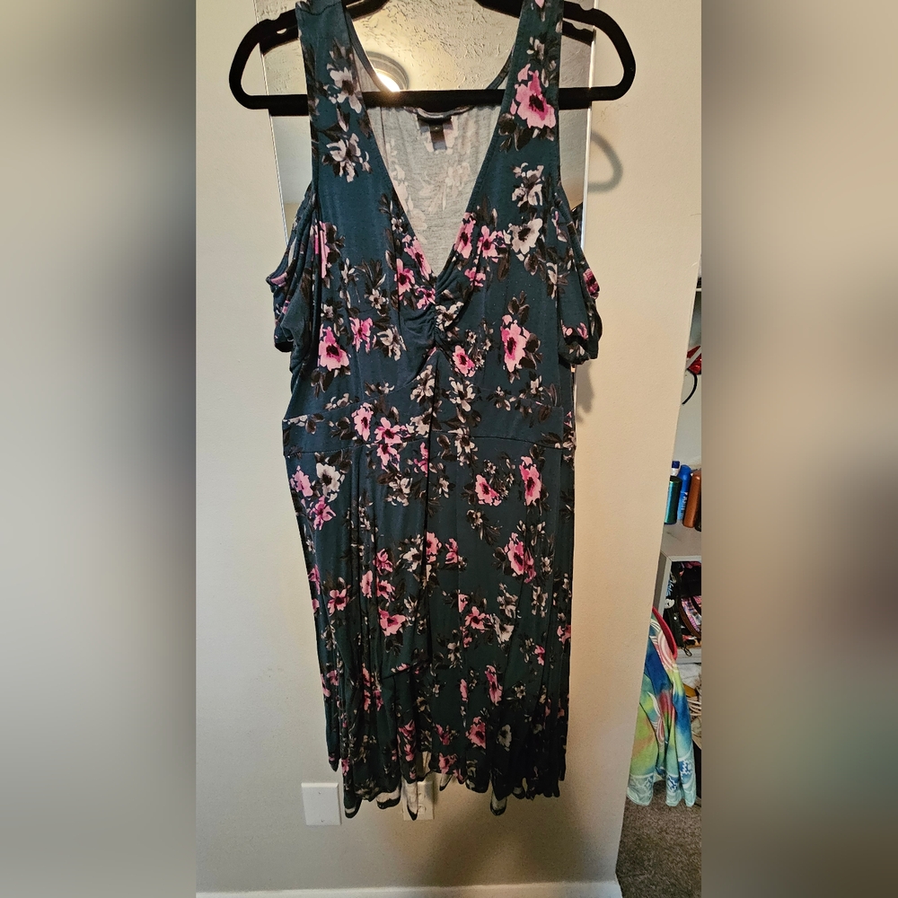 Torrid Green and Pink Floral Blouse